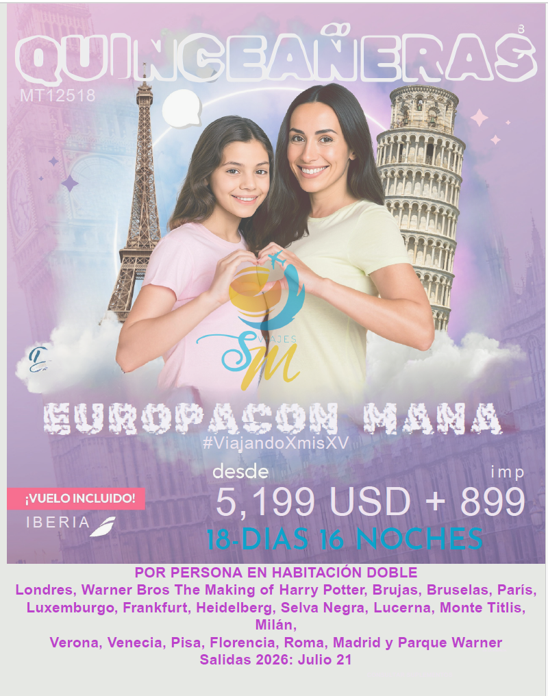 Quinceañera con Mamá en Europa